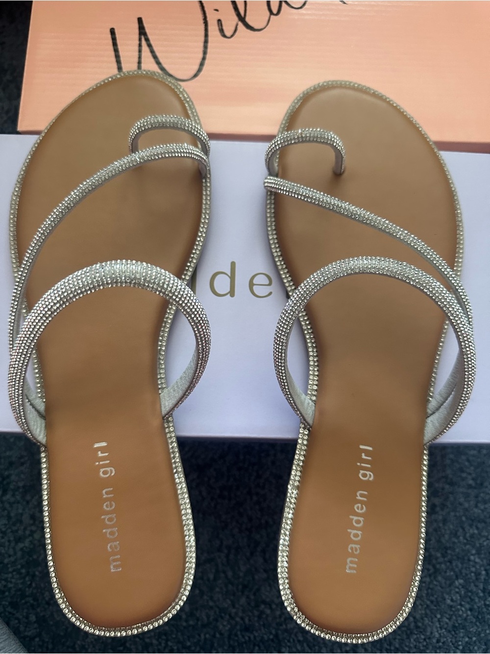 NWOT Madden Girl Silver Embellished Strappy Sandal - Women's